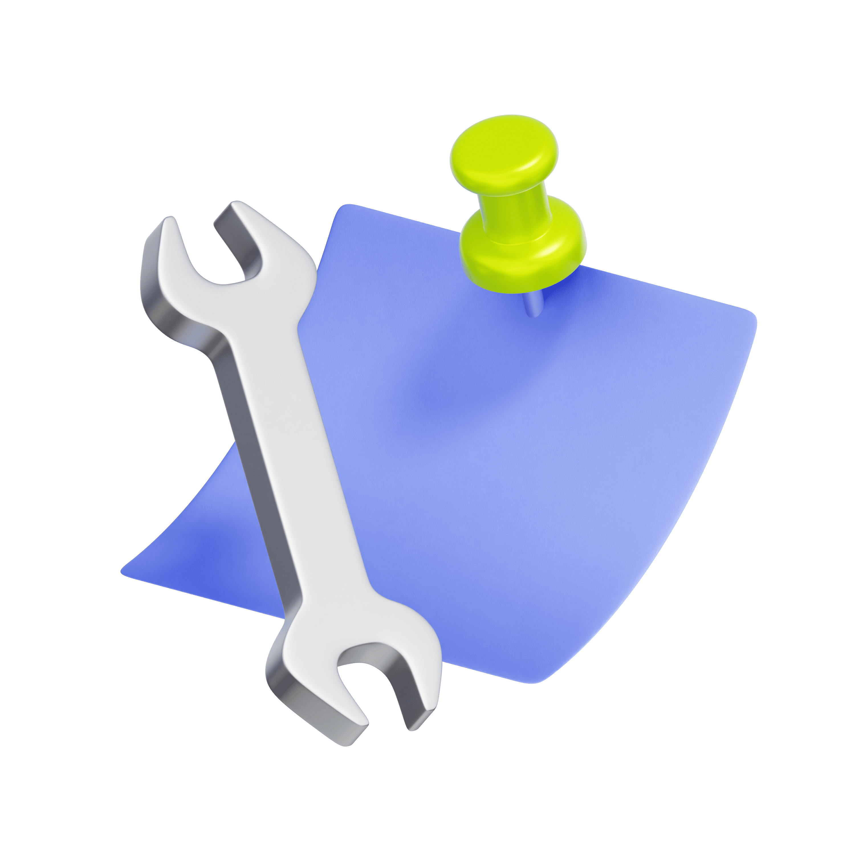 スパナと付箋の3Dイラスト